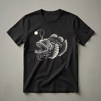 Deep Sea Anglerfish Engraving Graphic T-Shirt for Ocean Lovers