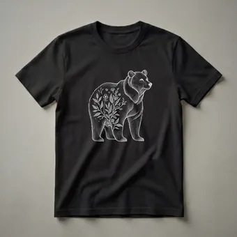 Floral Bear Graphic T-Shirt for Nature Lovers and Wildlife Enthusiasts