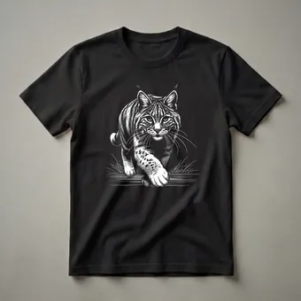 Bobcat Running Graphic T-Shirt for Endurance Athletes and Nature
