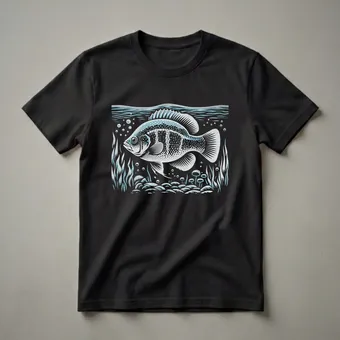 Bluegill Fish Underwater Scene Graphic T-Shirt for Anglers