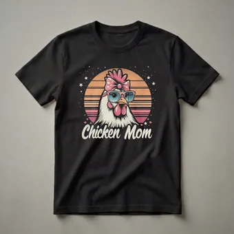 Retro Chicken Mom Sunglasses Graphic T-Shirt for Women