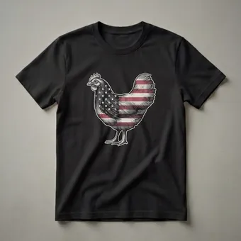 American Flag Chicken Graphic T-Shirt for Patriots and Farmers