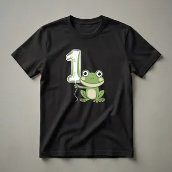 Cute Frog With Balloon 1st Birthday Graphic T-Shirt for Toddlers