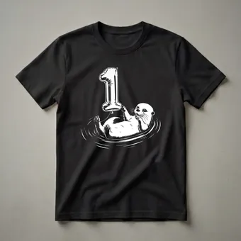 Cute Otter With Balloon 1st Birthday Graphic T-Shirt for Toddlers