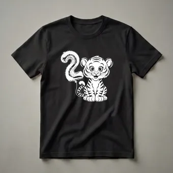 Cute Tiger With Balloon 2nd Birthday Graphic T-Shirt for Toddlers