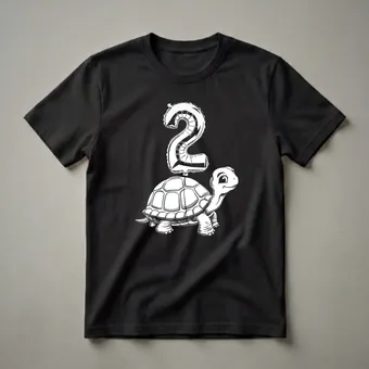 Cute Turtle With Balloon 2nd Birthday Graphic T-Shirt for Toddlers