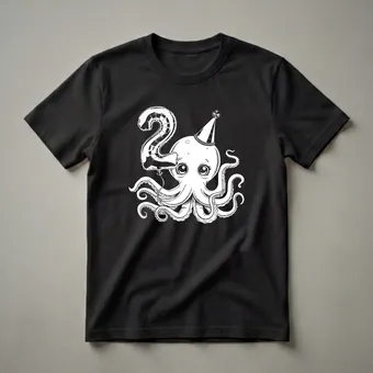 Cute Octopus With Balloon 2nd Birthday T-Shirt for Toddlers