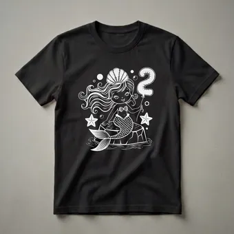 Cute Mermaid With Balloon 2nd Birthday Graphic T-Shirt for Girls