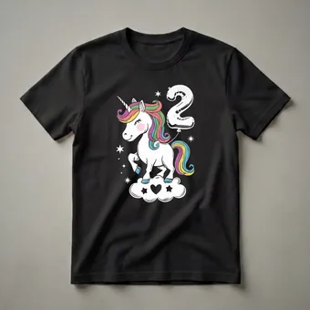 Cute Unicorn With Balloon 2nd Birthday T-Shirt for Girls