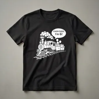 6th Birthday Train Choo Choo Graphic T-Shirt for Kids