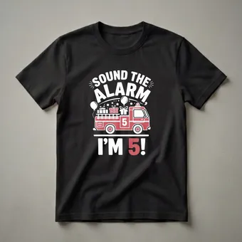5th Birthday Firetruck Sound The Alarm Graphic T-Shirt for Kids