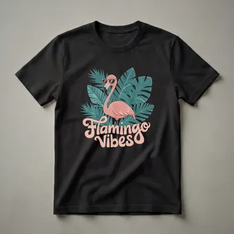 Pink Flamingo Tropical Vibes Graphic T-Shirt for Bird Lovers