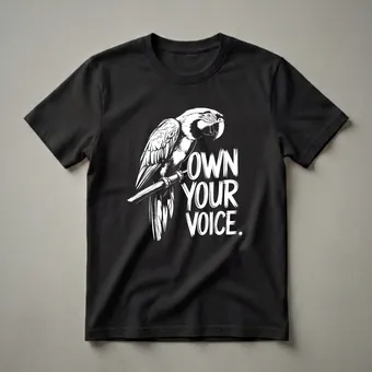 Blue and Gold Macaw 'Own Your Voice' Graphic T-Shirt for Bird Lovers