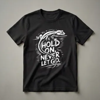Hold On Never Let Go Gecko Graphic T-Shirt for Wildlife Lovers