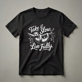 Take It Slow Live Fully Sloth Graphic T-Shirt for Animal Lovers