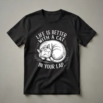 Life is Better with a Cat in Your Lap Graphic T-Shirt for Cat Lovers