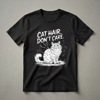 Cat Hair Don't Care Fluffy Cat Graphic T-Shirt for Cat Lovers