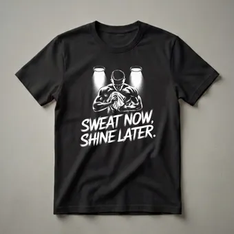 Sweat Now, Shine Later Muscular Man Graphic Fitness T-Shirt