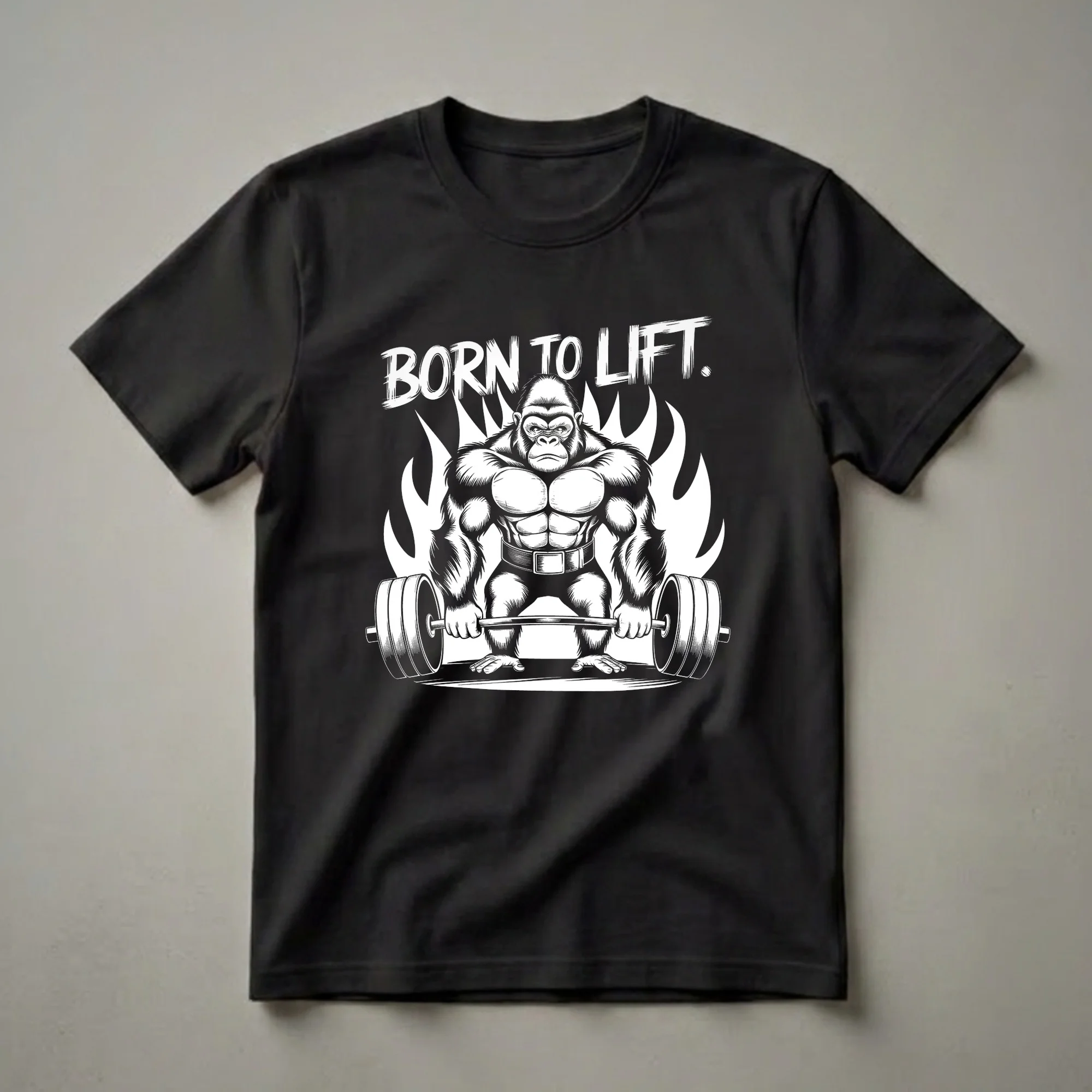 Born to Lift Gorilla Weightlifting Graphic T-Shirt for Gym Enthusiasts
