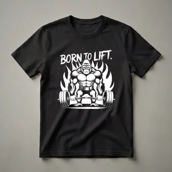 Born to Lift Gorilla Weightlifting Graphic T-Shirt for Gym Enthusiasts