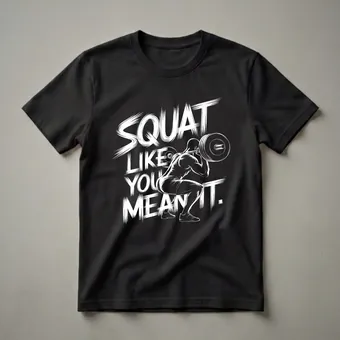 Squat Like You Mean It Barbell Graphic Fitness T-Shirt for Gym Goers