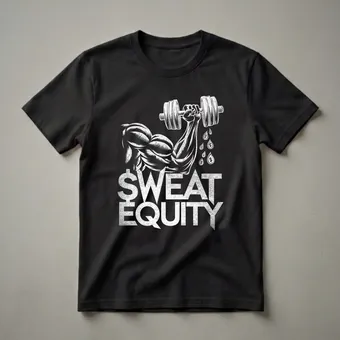Sweat Equity Dumbbell Graphic T-Shirt for Gym Enthusiasts