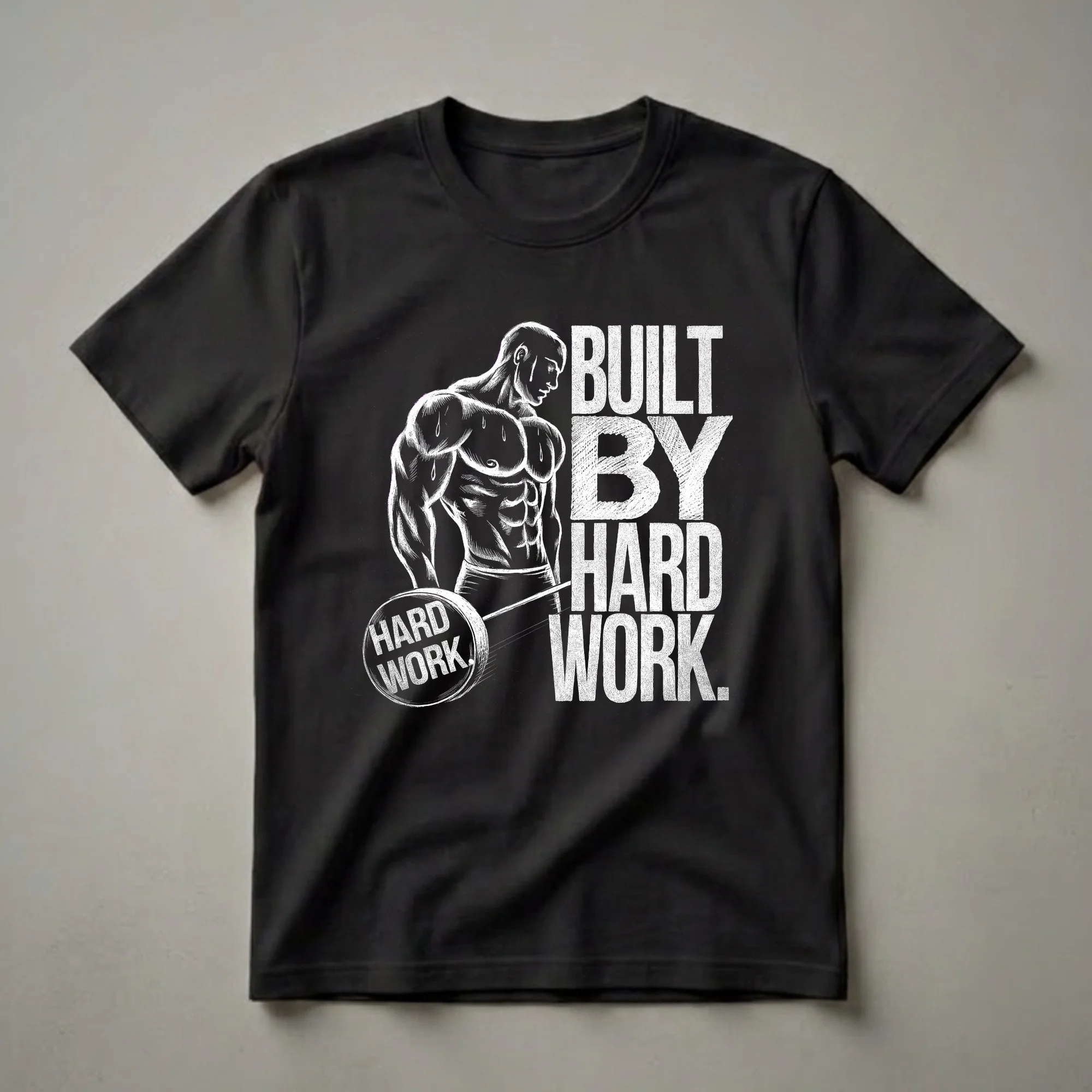Built by Hard Work Motivational Graphic T-Shirt for Gym Enthusiasts