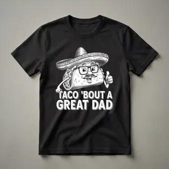 Taco 'Bout a Great Dad Funny Taco Sombrero Graphic T-Shirt