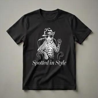 Spotted in Style Leopard Graphic T-Shirt for Animal Humor Lovers