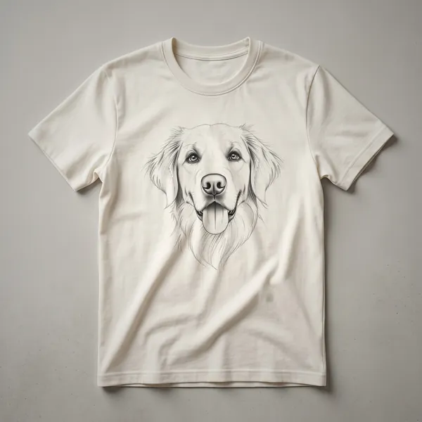 White graphic t-shirt featuring a Golden Retriever's face surrounded by colorful flowers and the words 'Dog Mom'.