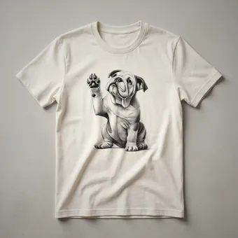 Bulldog Raising Paw Floral Graphic T-Shirt for Dog Lovers