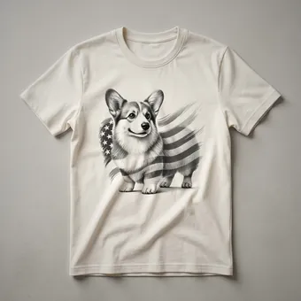 Pembroke Welsh Corgi American Flag Sunglasses 4th of July Dog Tee