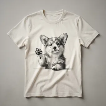 Pembroke Welsh Corgi Dog Raising Paw Graphic T-Shirt for Dog Lovers