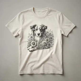 Floral Australian Shepherd Dog Graphic T-Shirt for Aussie Lovers