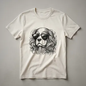 Cavalier King Charles Spaniel Dad with Sunglasses Graphic T-Shirt