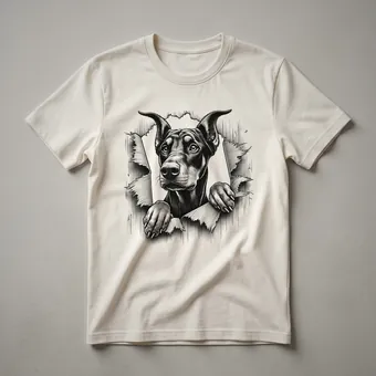Peeking Doberman Pinscher Dog Graphic T-Shirt for Dobie Lovers