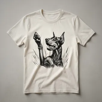 Doberman Pinscher Dog Raising Paw Graphic T-Shirt for Dobie Lovers