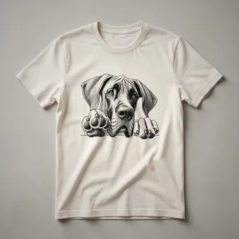 Peeking Great Dane Dog Graphic Design T-Shirt for Dog Lovers