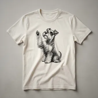 Miniature Schnauzer Dog Raising Paw Graphic T-Shirt for Dog Lovers
