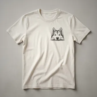 Cute Siberian Husky Peeking Dog Graphic T-Shirt for Dog Lovers