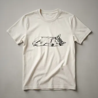 Siberian Husky Sleeping Dog Silhouette Graphic T-Shirt for Dog Lovers