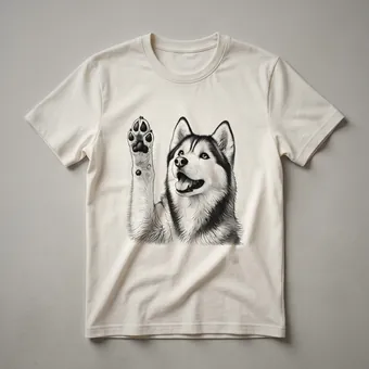 Siberian Husky Dog Raising Paw Graphic T-Shirt for Dog Lovers