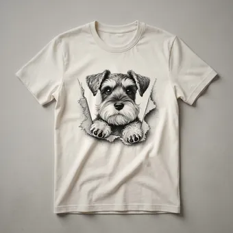 Miniature Schnauzer Peeking Dog T-Shirt for Dog Lovers