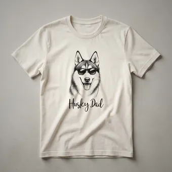 Siberian Husky Dad Dog Wearing Sunglasses Graphic T-Shirt for Men