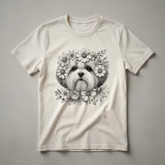 Floral Shih Tzu Dog Mom Watercolor Graphic T-Shirt for Dog Lovers