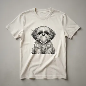 Funny Shih Tzu Dog Blowing Bubble Gum Graphic T-Shirt for Dog Lovers