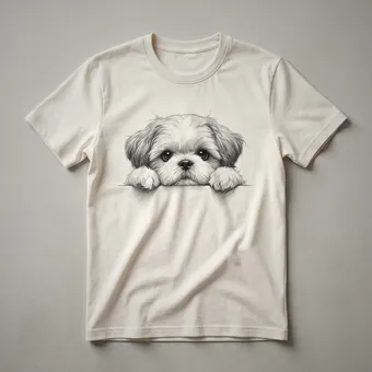 Cute Shih Tzu Dog Peeking Graphic T-Shirt for Dog Lovers