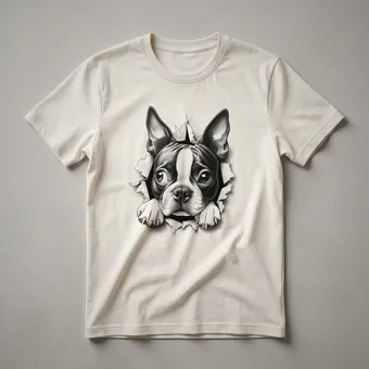 Funny Boston Terrier Peeking Dog Graphic T-Shirt for Dog Lovers