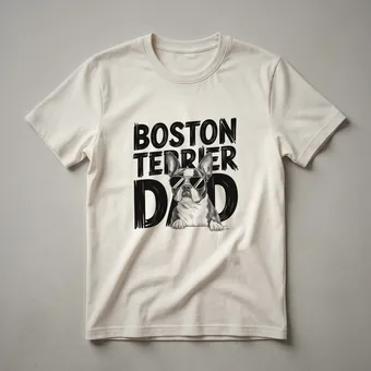 Boston Terrier Dad Floral Graphic T-Shirt for Men