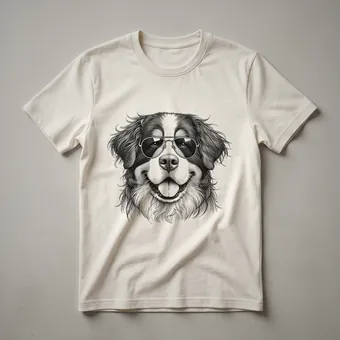 Bernese Mountain Dog Wearing Sunglasses Graphic Cool T-Shirt